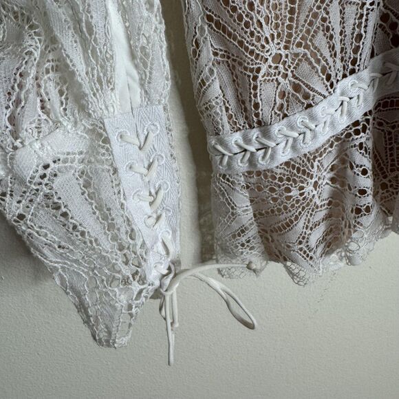 For Love & Lemons bright lights long sleeve mini dress ladies M boho whimsical - Picture 6 of 16